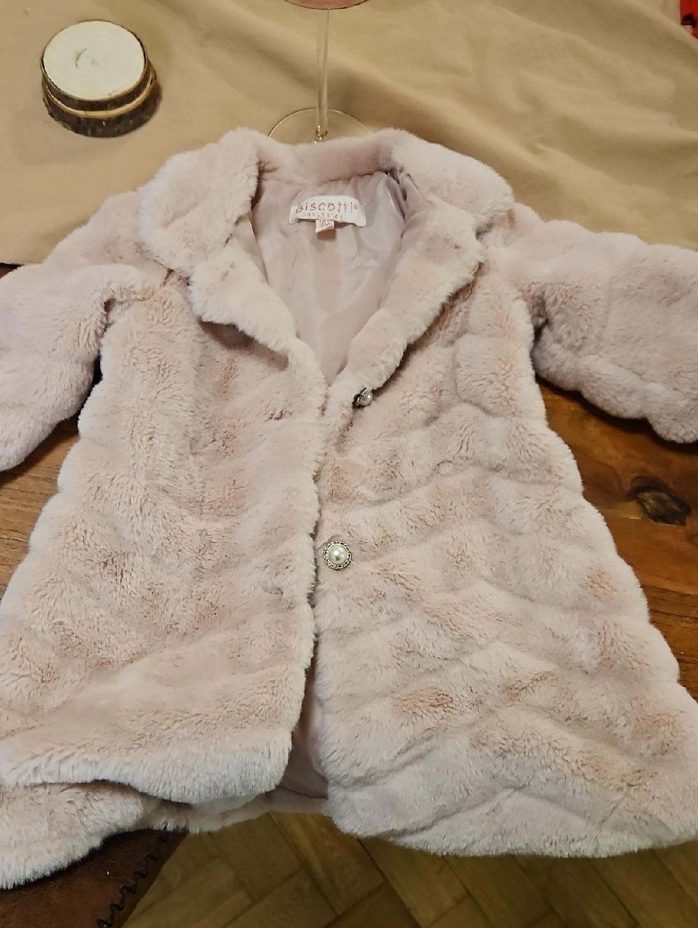 Biscotti Blush Pink Plush Faux Fur Jacket